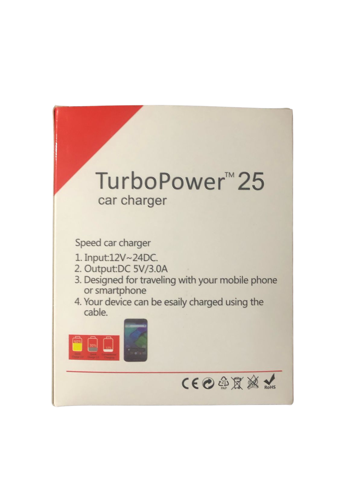 Cargador Para Auto Motorola Turbopower 25 Micro Usb 5v 3a